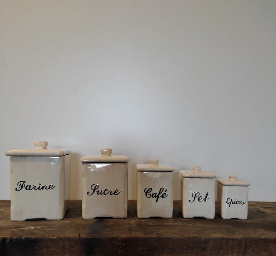 Lot de 5 Pots d'épices Français en Faïence