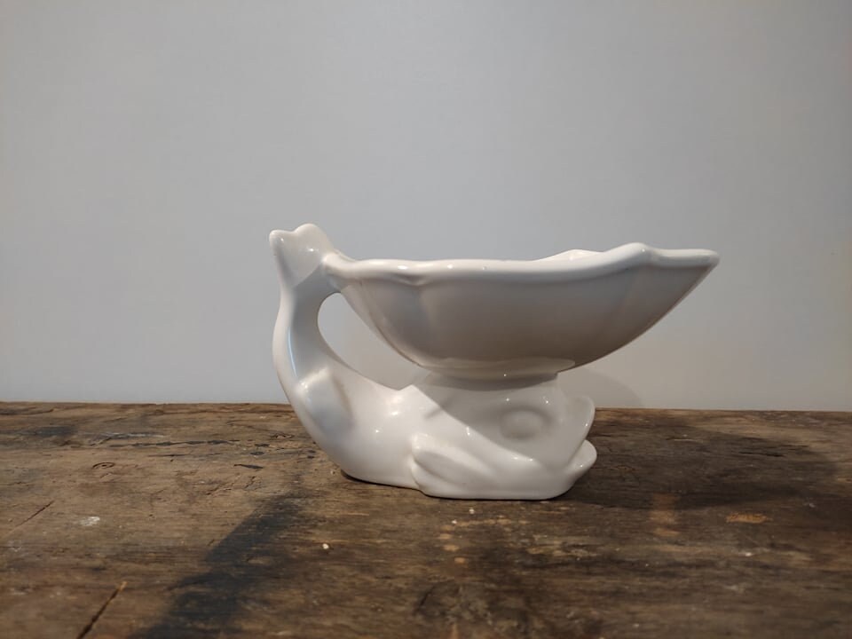 Plat/Saucière/Corbeille Poisson en Faïence Salins France.