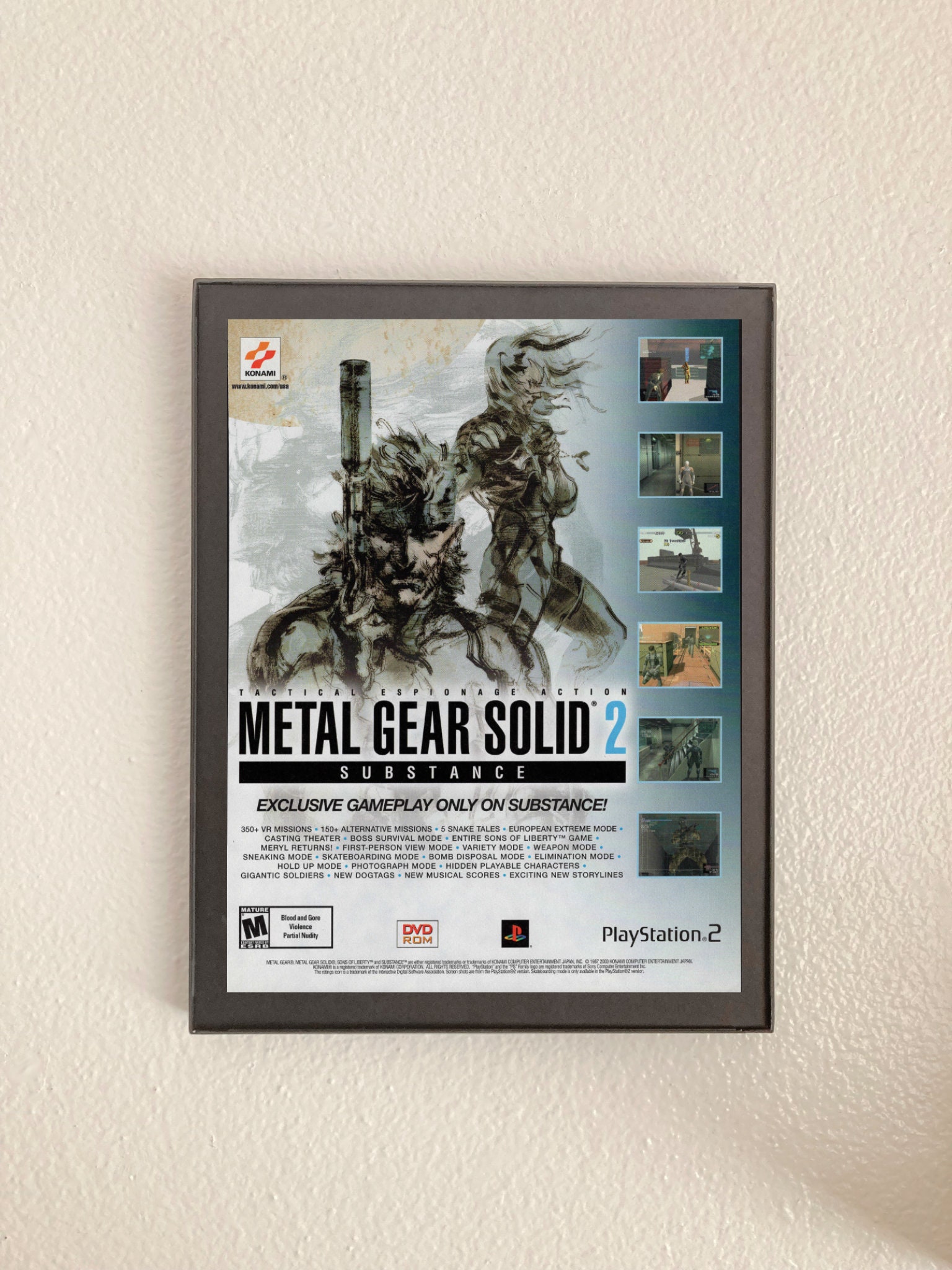 Metal Gear Solid 2 Cover Box Artwork the PS2 Classic Game Box 