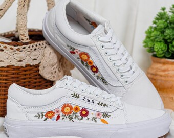 Aangepaste canvas bruiloft bestelwagens geborduurde schoenen, vrouw vrouw schoenen borduurwerk bloemen, man echtgenoot schoenen, bruiloft sneakers