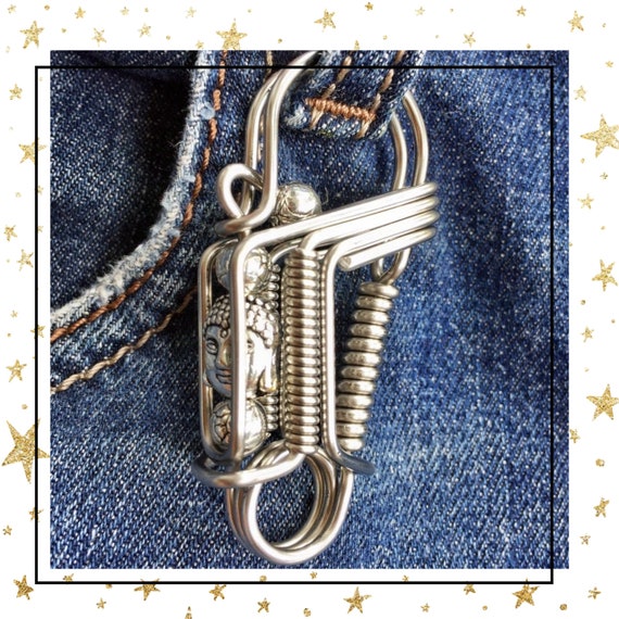 Wire Art Buddha Face Keychain Personalized Carabiner Keychain