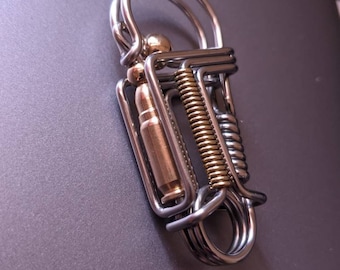 Handmade Bullet Keychain - Stainless Steel Charm Organizes Keys - Strong, Edgy Statement - Gift for Christmas Holiday