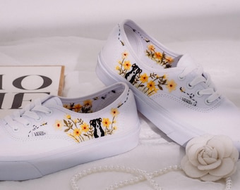 Personalisierte Hochzeitsschuhe mit Haustierstickerei, Personalisierte Hochzeitsschuhe mit Sonnenblume, Personalisierte Hochzeitsschuhe