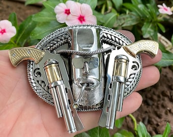 Handmade Western Cowboy Style Gun Belt Buckle | Antique Finish | Metal Design | Fits Standard Belts | Unique Cowboy Accessory