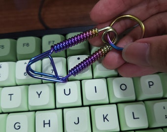 Minimalist Titanium Wire Carabiner Keychain - Durable, Custom Keychain with Key Hook for Him