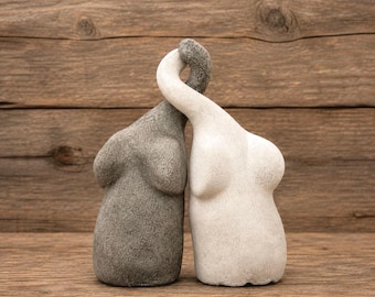 Estatuas de elefantes entrelazados / Decoración de elefantes / Regalo de aniversario en color marfil / Regalo de boda / Regalo de compromiso / Regalos para parejas
