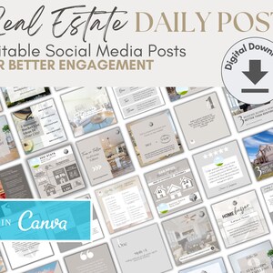 2022 Real Estate Social Media Canva Templates for Engagement | Canva Real Estate Templates | Real Estate Social Media Daily Instagram Posts