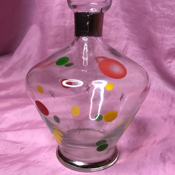 Mid-Century Colourful Blob Glass Decanter/Vase Iconic Sixties Design with mystery "H" (Harrods?)