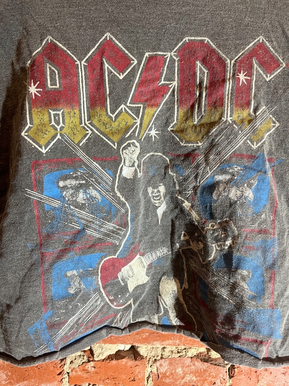 Acdc large grey crop top graphic vintage preowned 