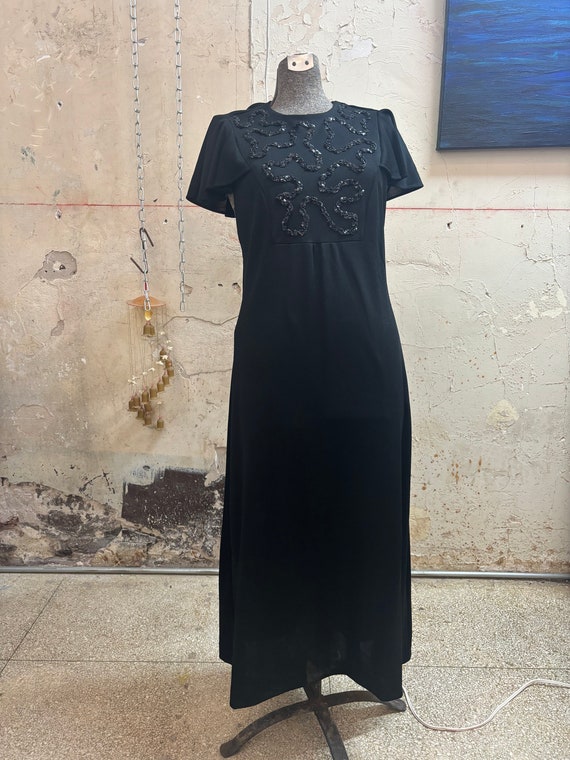 vintage 60’s/70’s handmade black sequin dress with