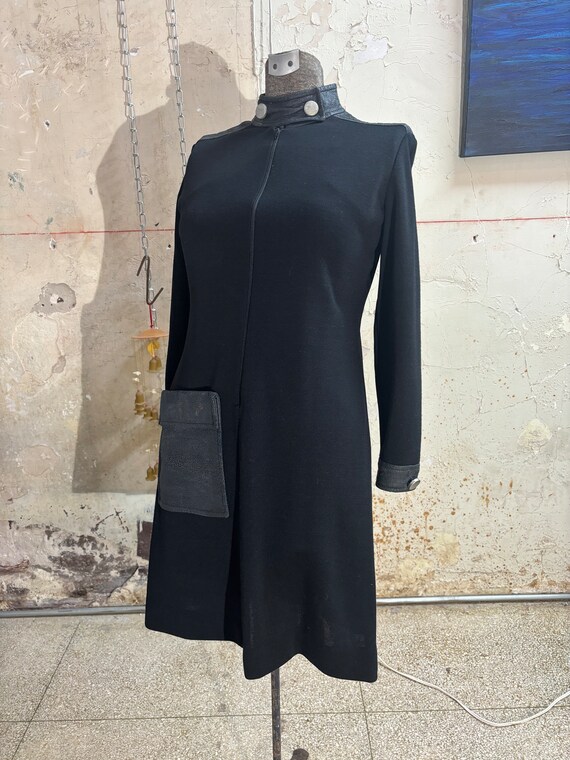 vintage handmade 60’s black faux leather dress