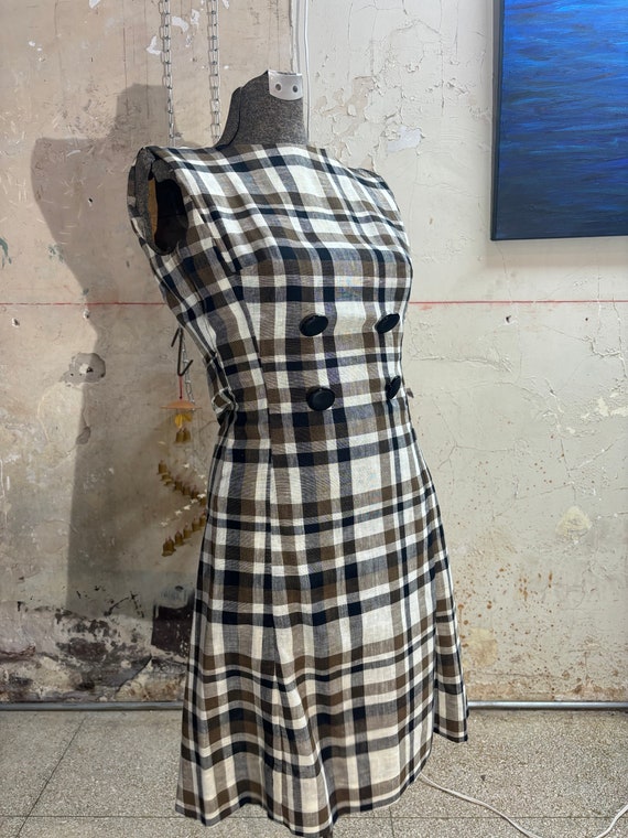 vintage handmade 60’s brown plaid preowned dress