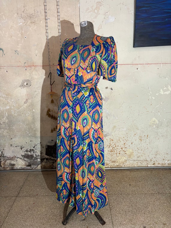 vintage 60’s abstract pattern handmade dress