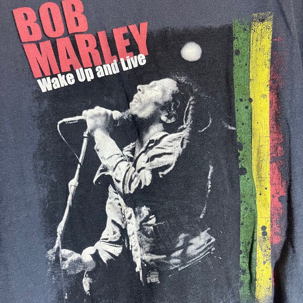 Bob Marley 2xgroßes schwarzes, grafisches Vintage-T-Shirt aus zweiter Hand