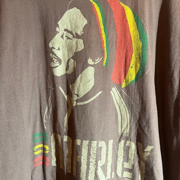 Bob Marley 13xgroßes braunes Vintage T-Shirt mit grafischem Muster