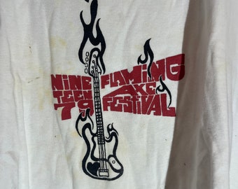 flaming axe fest 2xlarge white graphic vintage preowned tshirt