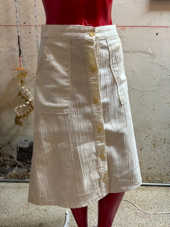 vintage beige handmade button skirt