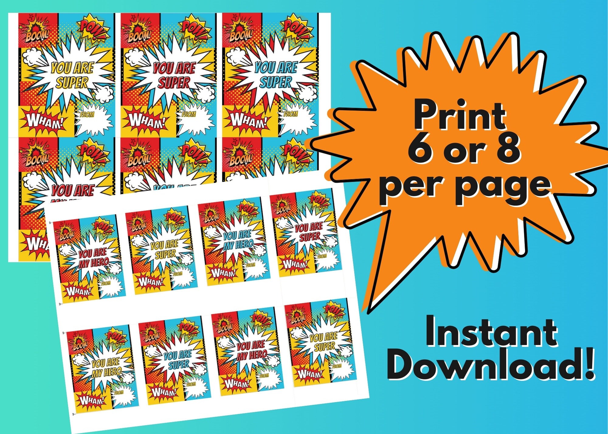 Printable Kids Valentines Day Cards for School Super Hero Valentines ...
