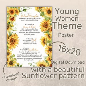 Tema de las Mujeres Jóvenes Santos de los Últimos Días / Girasol / Imprimibles / Marcadores / Pósteres / Tarjetas / 16x20