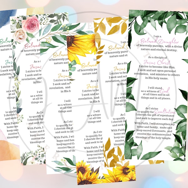 Young Women's NEW YW Theme Latter-Day Saints Printables/Bookmarks