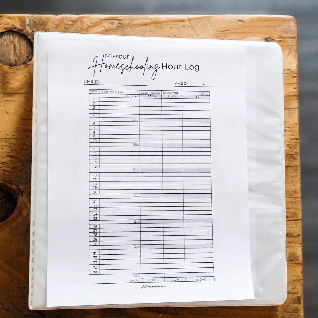 Missouri Homeschool Hour Log Digital Download Printable - Etsy