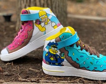 Simpsons Mmm..Donuts Custom Nike Air Force 1 - Youth