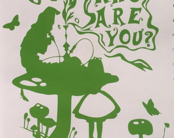 Caterpillar Mushroom Alice in Wonderland inspired vinyl sticker decal car window sticker