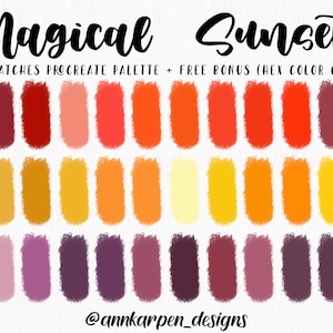 Magical Sunset Procreate Palette, 30 HEX Color Codes, Instant Digital Download, iPad Pro Art, Landscape Illustration, Tropical Color Swatch