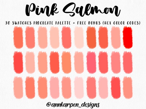 Pink Salmon Procreate Palette, 30 HEX Color Codes, Instant Digital  Download, iPad Pro Art Illustration, Pastel Coral Red Color Swatches 