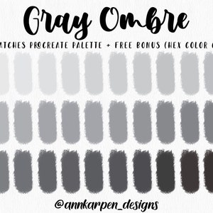 Gray Ombre Procreate Palette, 30 HEX Color Codes, Grey Color Palette, Instant Download, iPad Illustration, Good Notes, Digital Planner Tools