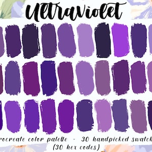 Ultraviolet - Procreate Palette, 30 HEX Codes, Good Notes, Purple Digital Planner, iPad Art Illustration, Deep Violet Color Swatches