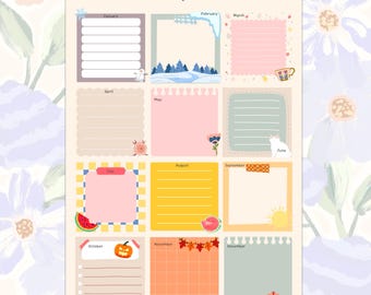 Birthday Tracker Themed Printable Page, Digital Instant Download, Kids Classroom, Journal Insert Page, Print at Home A4 A5 A6 US Letter
