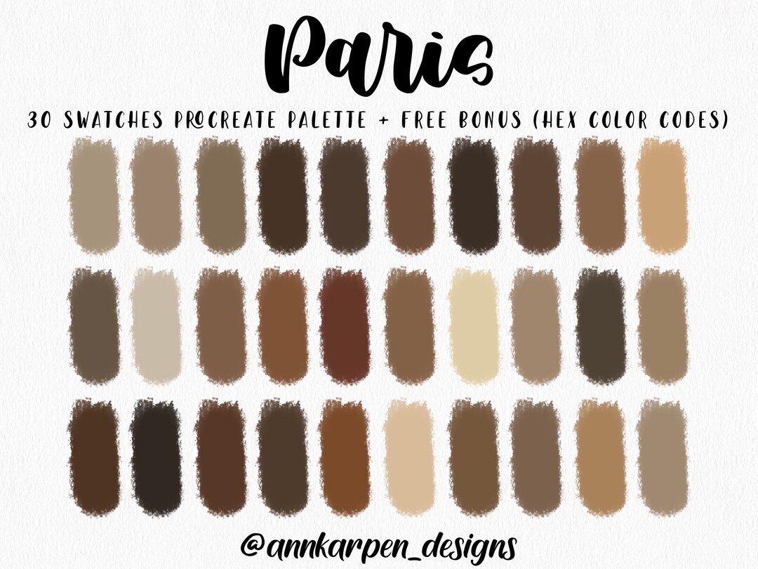 Color Code Paris Paris Procreate Palette, 30 HEX Color Codes, Instant Digital Download ...