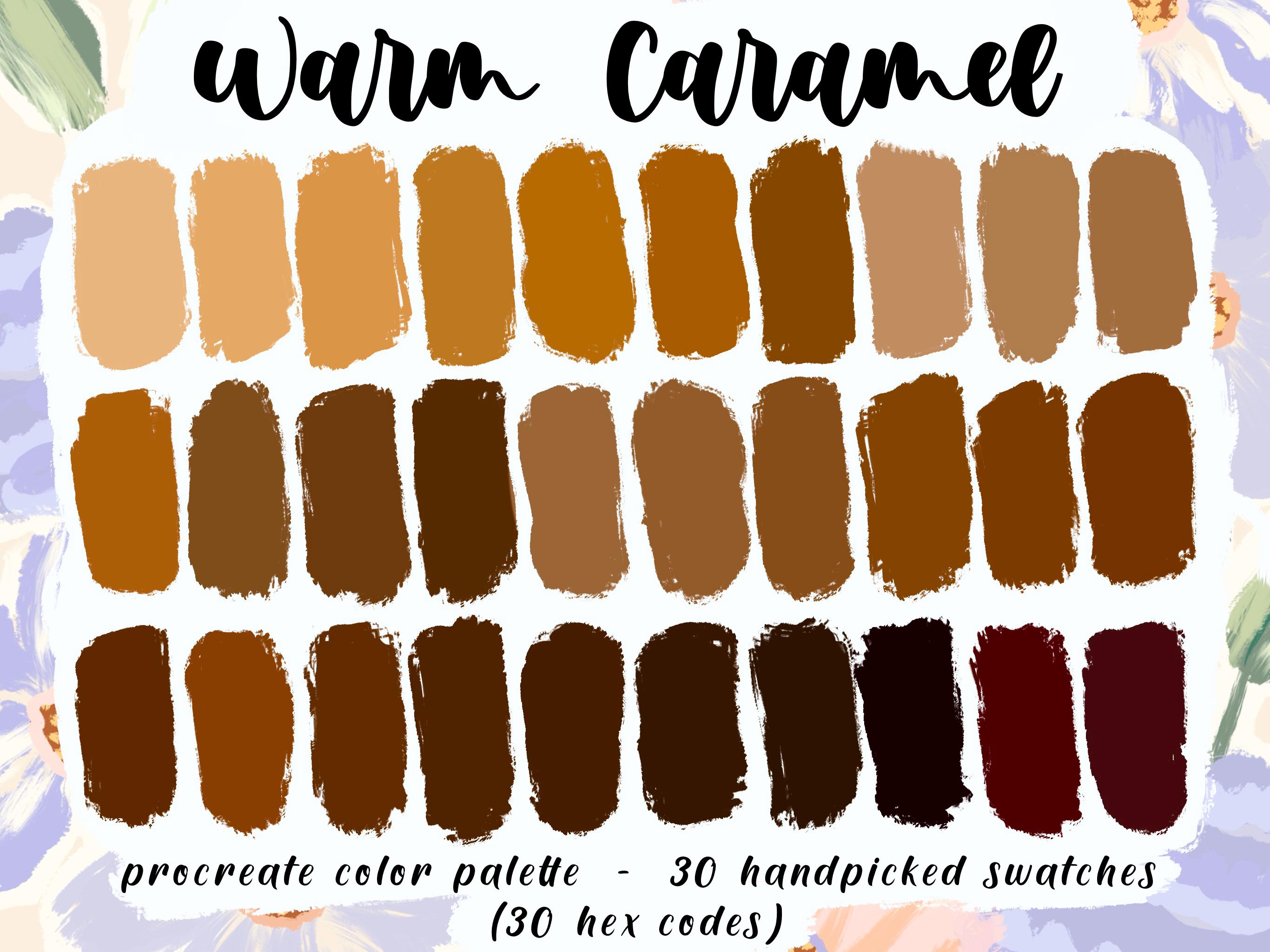 Warm Caramel - Procreate Palette, Assorted Brown Swatches, Instant