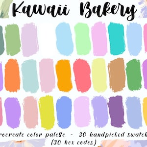 Kawaii Bakery - Procreate Palette, 30 HEX Codes, Good Notes, Instant Download, Anime Illustration, Bright Soft Swatches