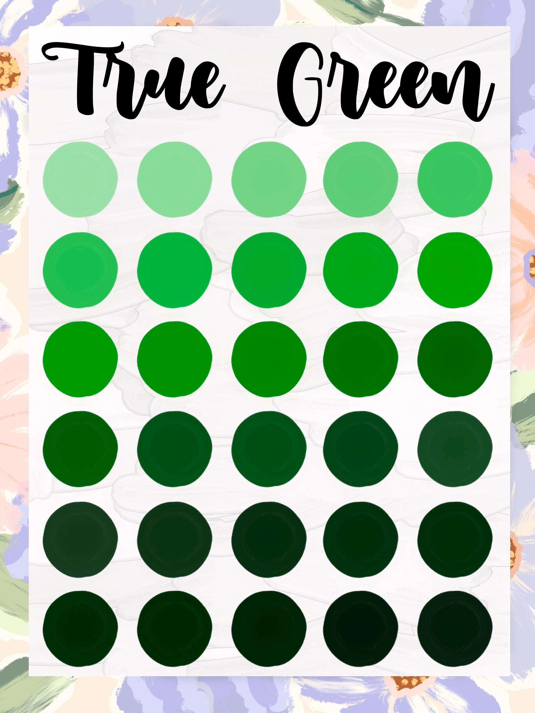 True Green - Procreate Palette, 30 HEX Codes, Good Notes, Instant ...