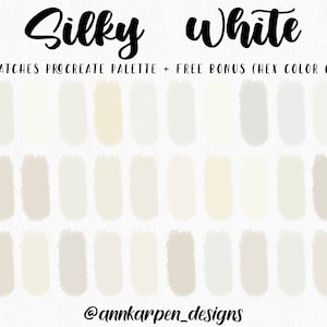 Silky White Procreate Palette, 30 HEX Color Codes Included, Handpicked Ivory Shades, Beige Wedding Palette Swatches, iPad Pro Illustration