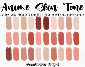 Anime Skin Tone Procreate Palette, 30 HEX Color Codes, Instant Digital Download, iPad Beauty Illustration, Face Color Swatches, Good Notes