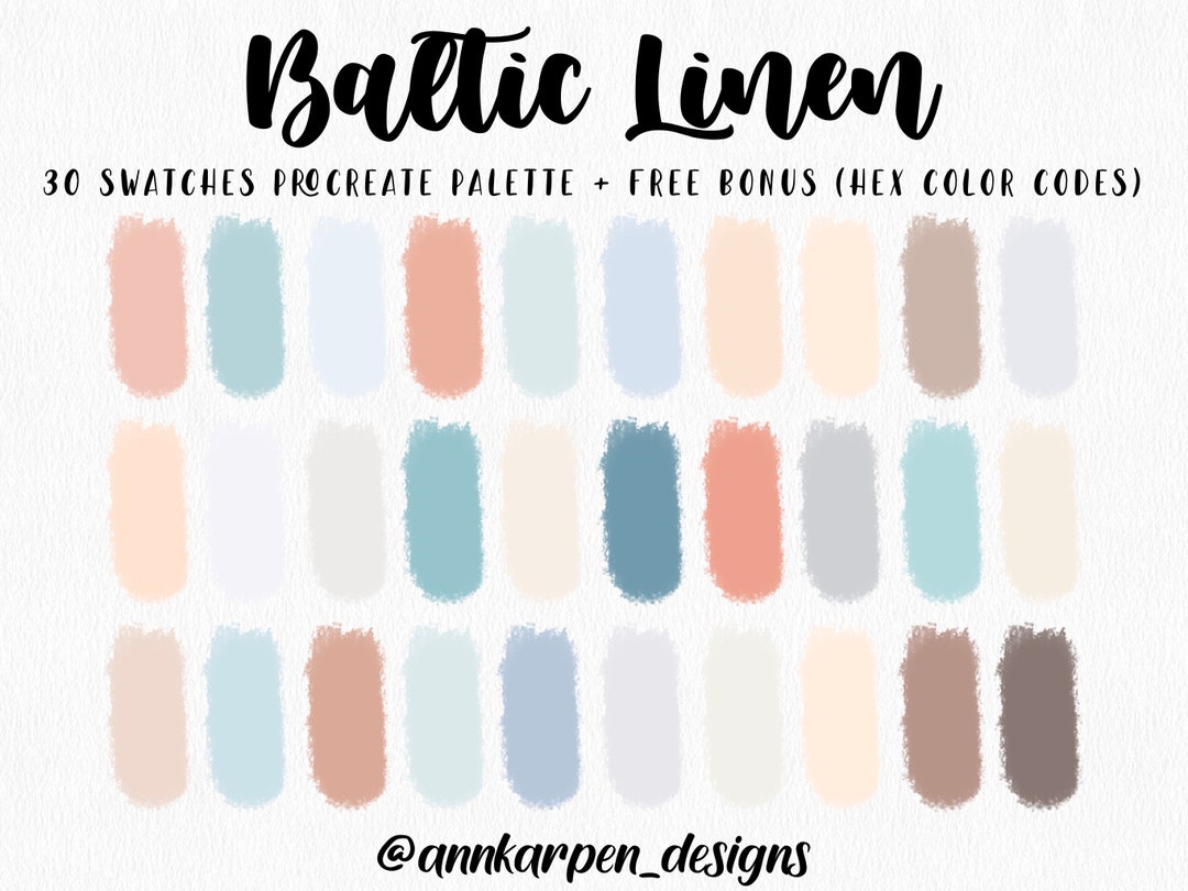 Baltic Linen Procreate Palette, 30 Colors Palette, Instant Download ...
