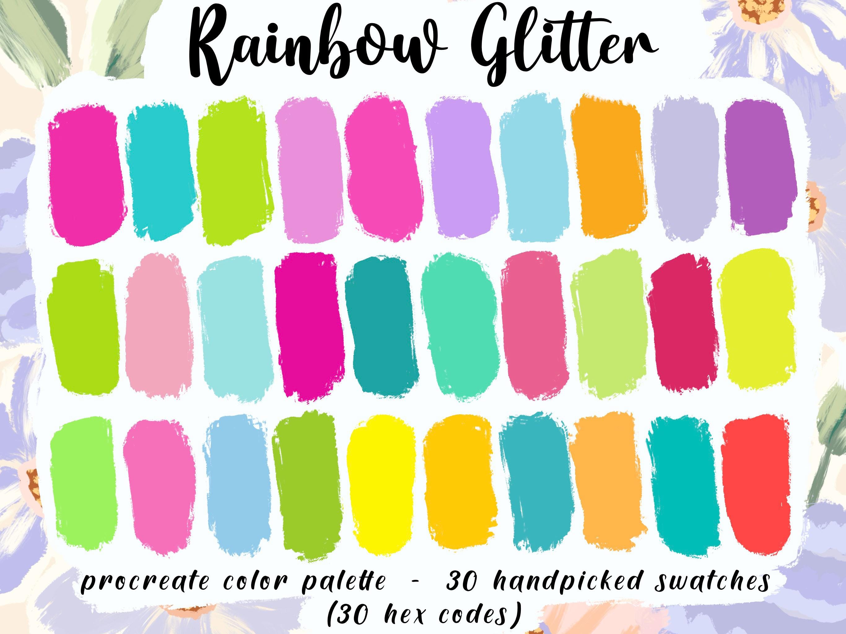 Rainbow Glitter Procreate Palette, 30 HEX Color Codes, Instant Download ...