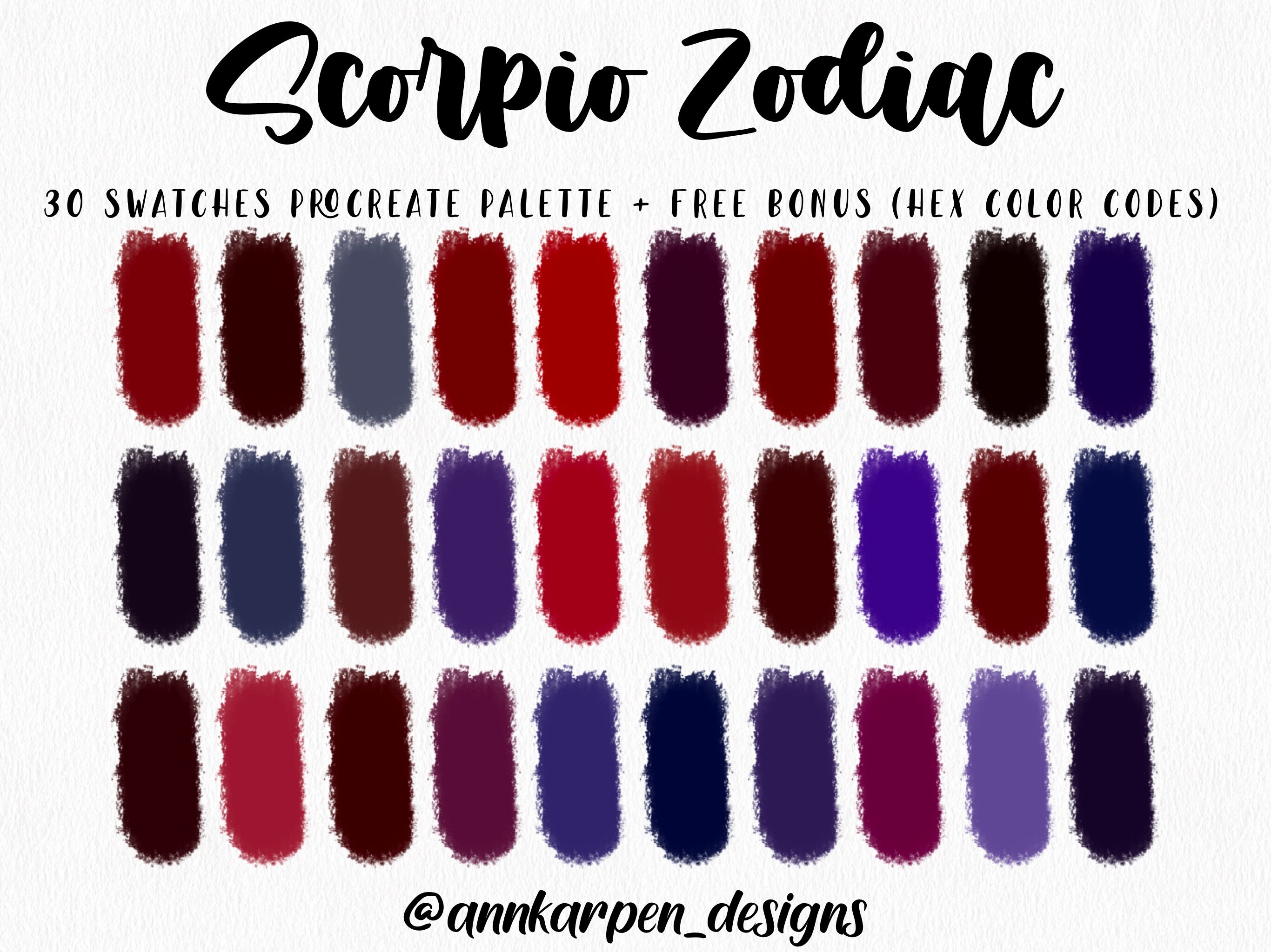 Scorpio Zodiac Sign Colour Palette For Procreate 30 59 OFF