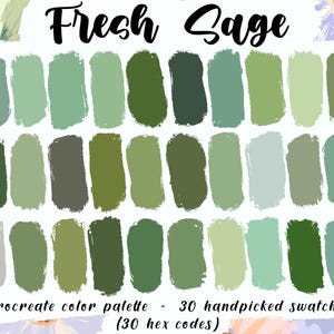 Fresh Sage - Procreate Palette, 30 HEX Codes, Instant Download, Good Notes, Digital Green Planner, iPad Illustration, Herbs Color Swatches