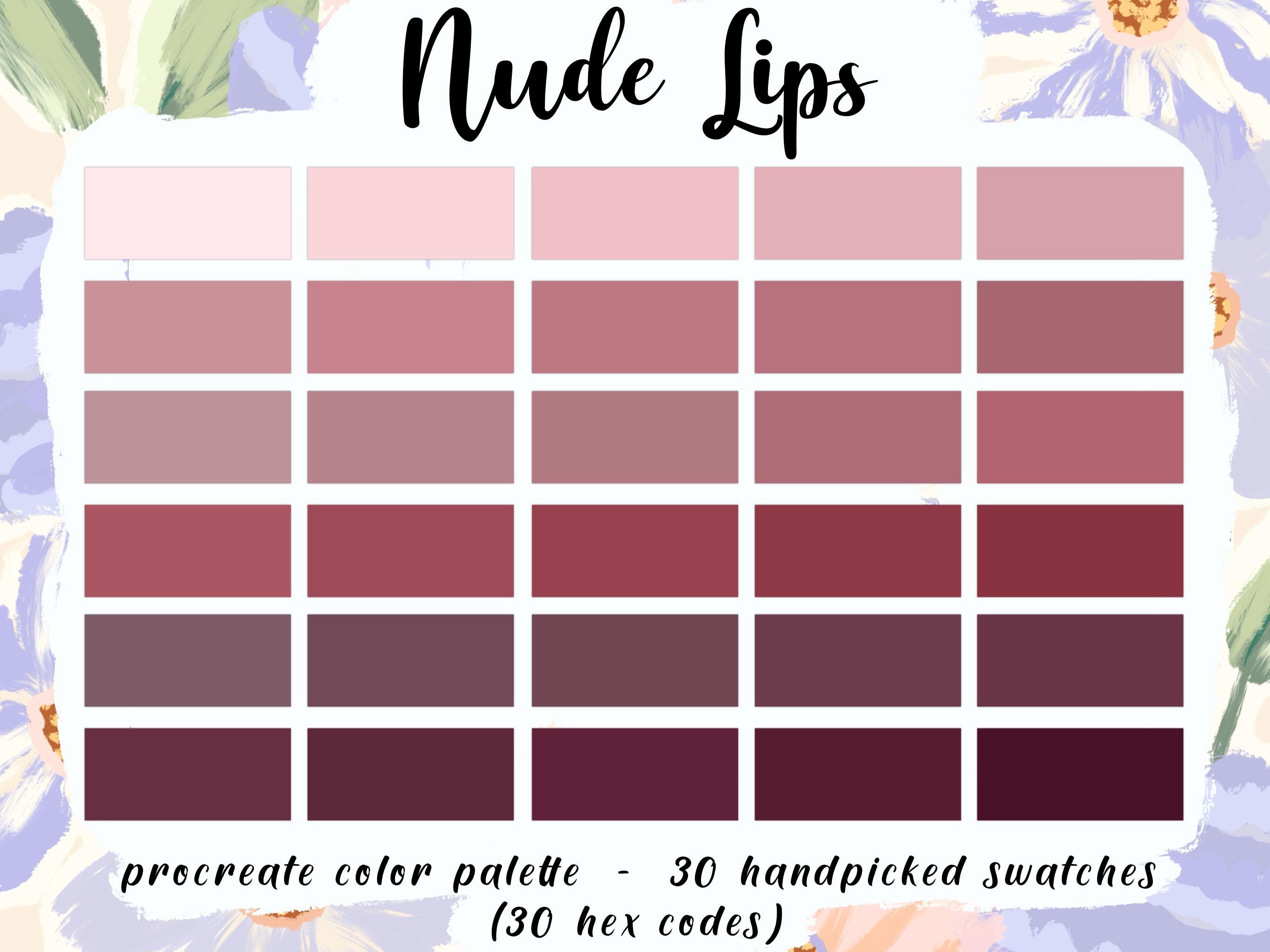 Lip Color Code Nude Lips Procreate Palette, 30 HEX Color Codes, Instant Digital ...