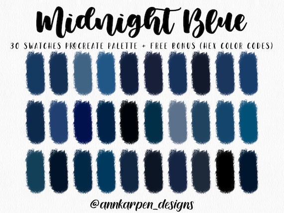 Midnight Blue Procreate Palette, 30 HEX Color Codes, Instant Digital  Download, iPad Pro Art Illustration, Deep Dark Indigo Color Swatches