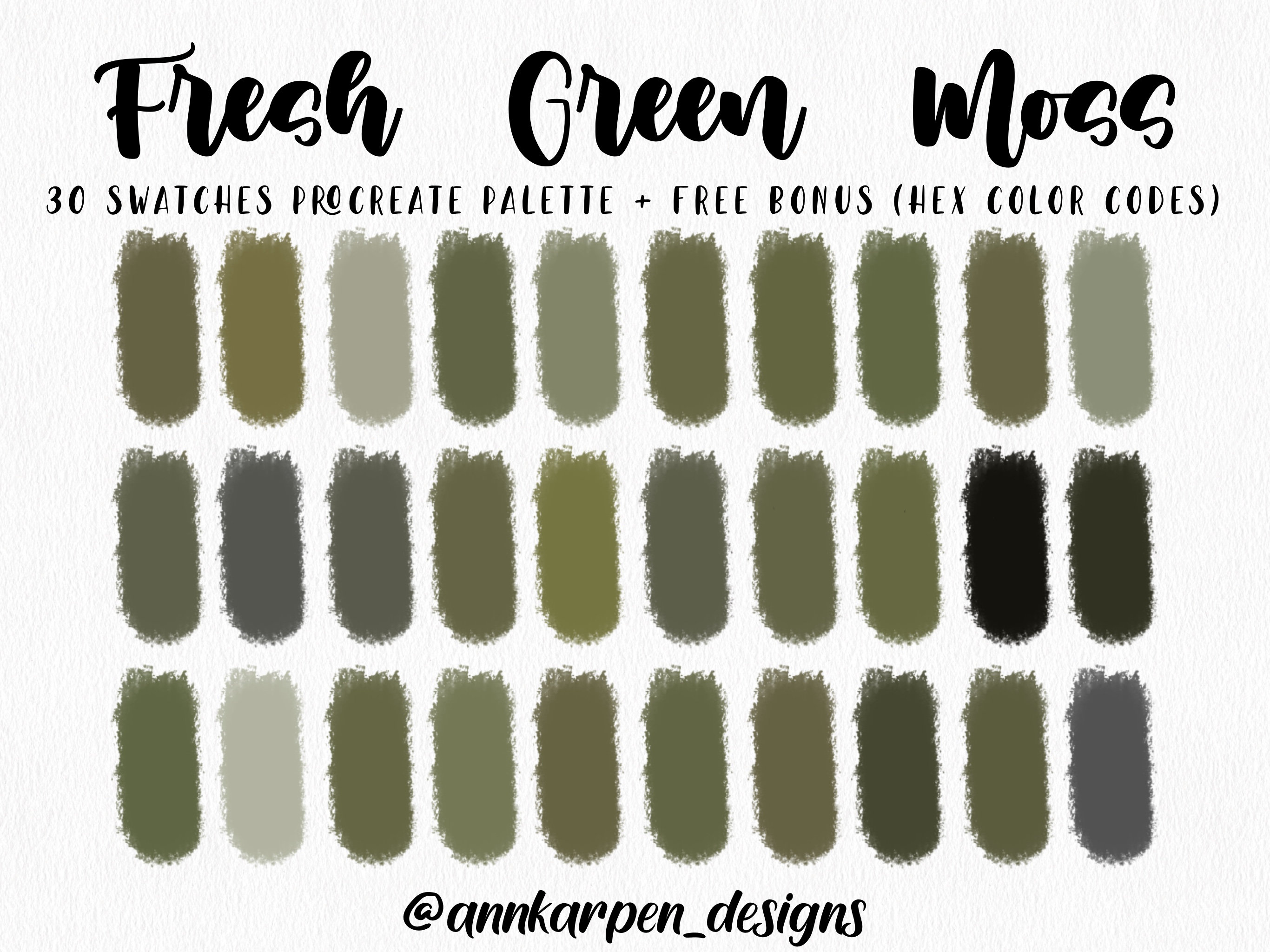Fresh Green Moss Procreate Palette, 30 HEX Color Codes, Instant Digital  Download, iPad Pro Art Illustration, Olive Green Color Swatches