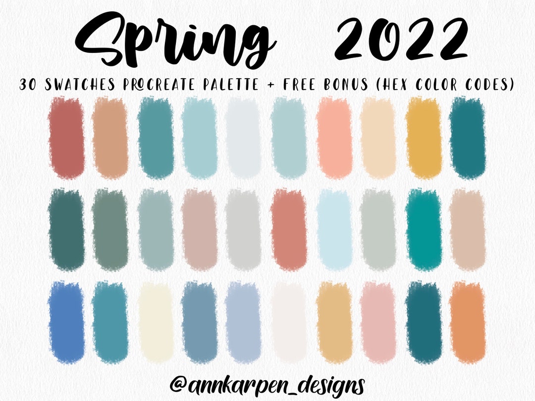 Spring 2022 Procreate Palette 30 HEX Color Codes Instant - Etsy