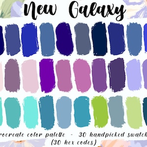 New Galaxy - Procreate Palette, 30 HEX Codes, Instant Download, iPad Illustration Procreate App, Cosmic Space Color Swatches, Good Notes