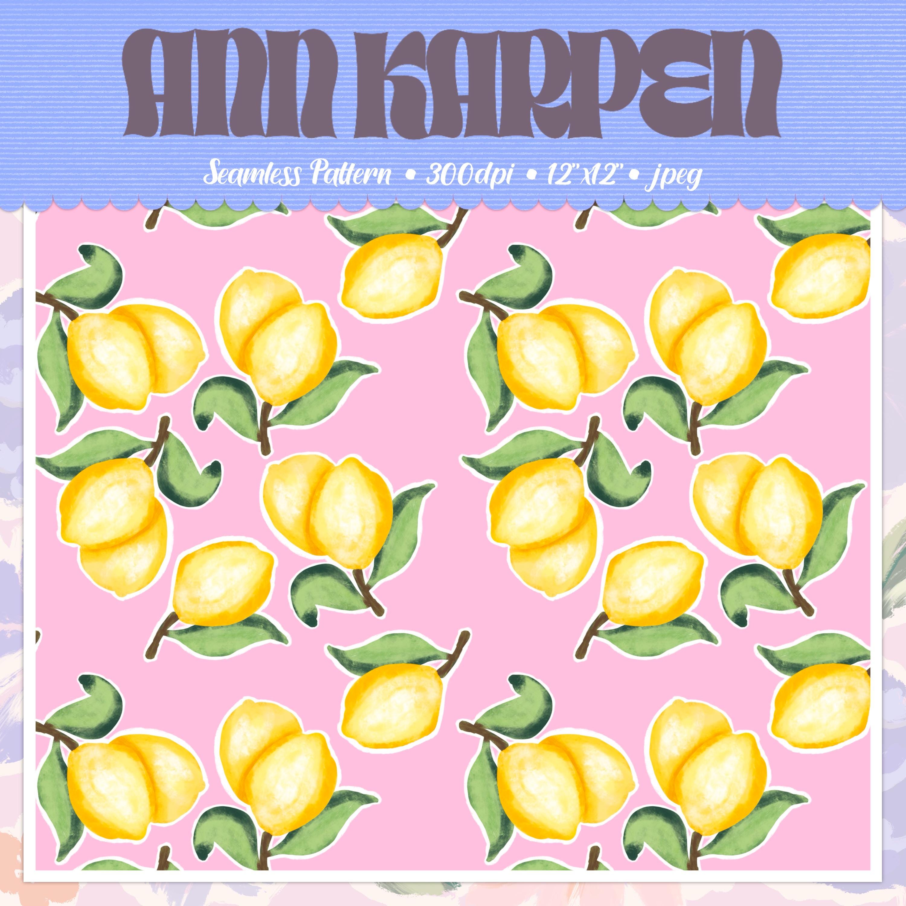 LEMONADE - Seamless Digital Paper Pattern, Pink Yellow Sweet Lemons ...