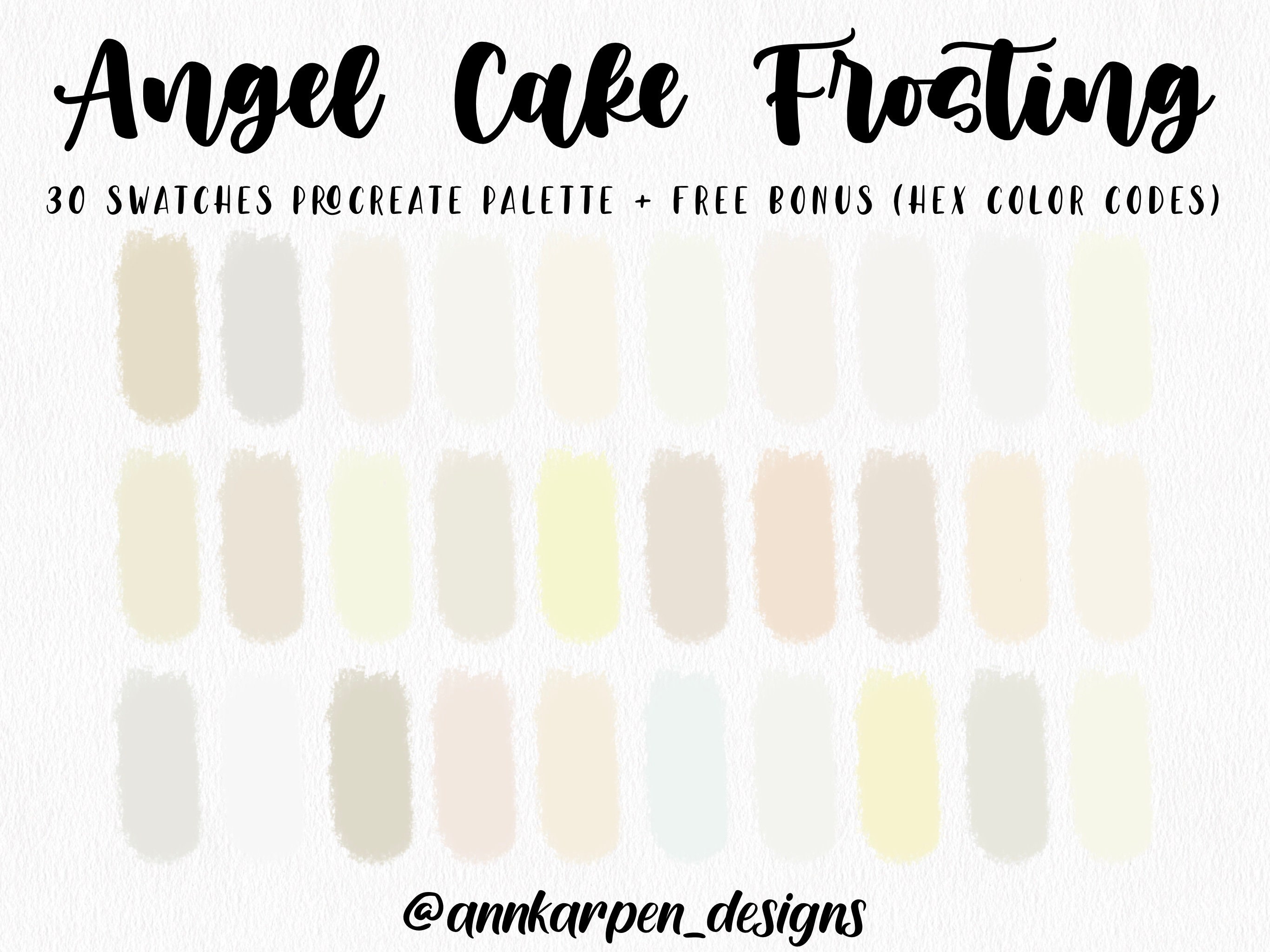 Cake Colour Code Angel Cake Frosting Procreate Palette, 30 HEX Color Codes, Instant ...