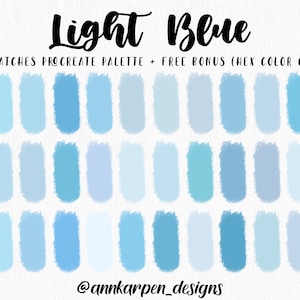 Light Blue Procreate Palette, 30 HEX Color Codes, Instant Digital Download, iPad Pro Art Illustration, Pastel Sky Blue Swatches, Water Art